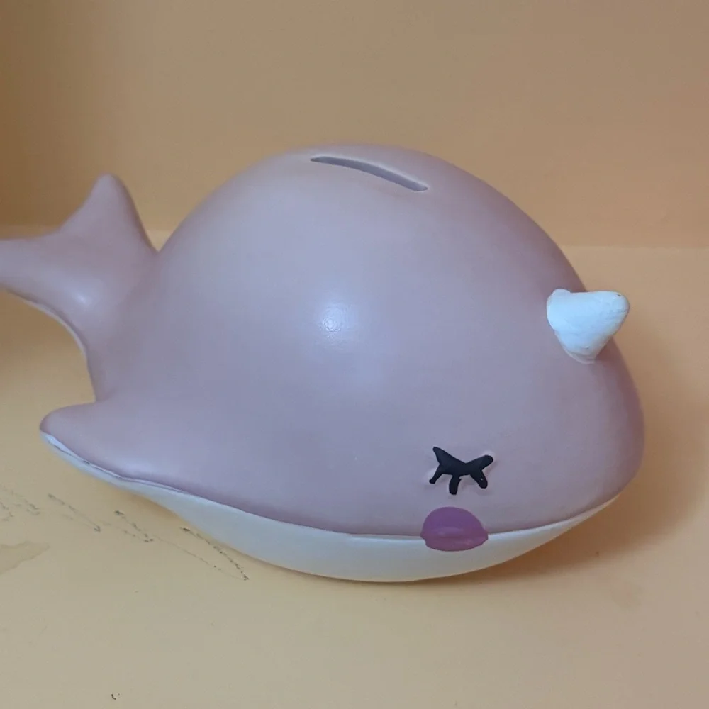 Whimsical Whale Coin Bank - Soft Pink - Early Learning count & save Piggyback 🐷